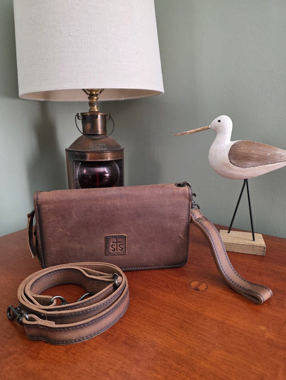 STS Ranchwear Baroness Evie Organizer Brown Full Grain Leather Crossbody Bag